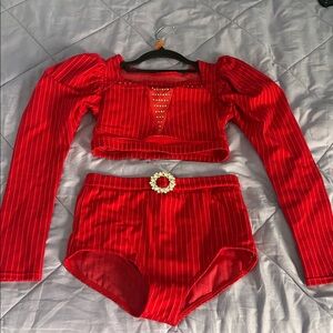 Weissman Red Striped Ensemble